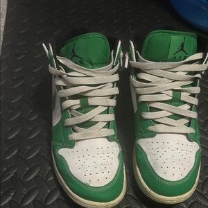 Air Jordan Nike Kids Green and White Sneakers